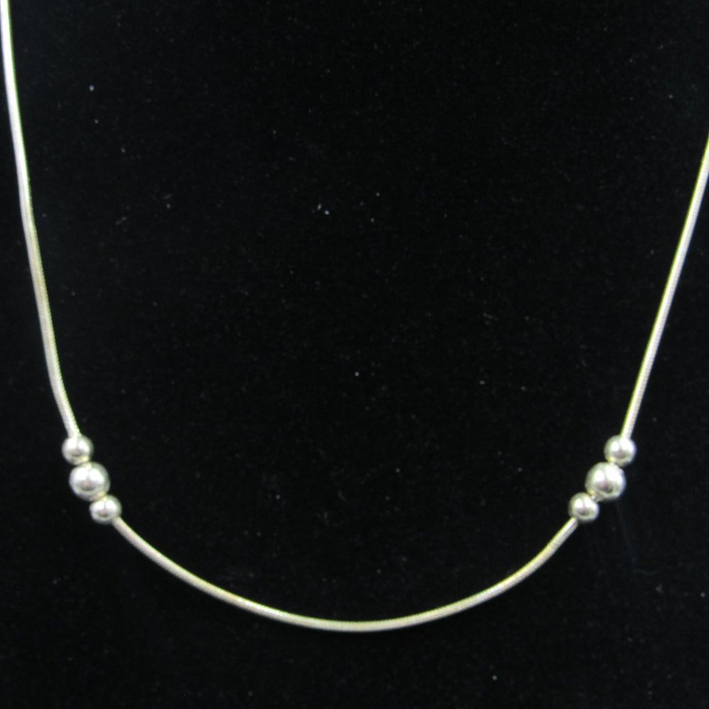 16" Sterling Silver Simple Beaded Style Necklace Vintage